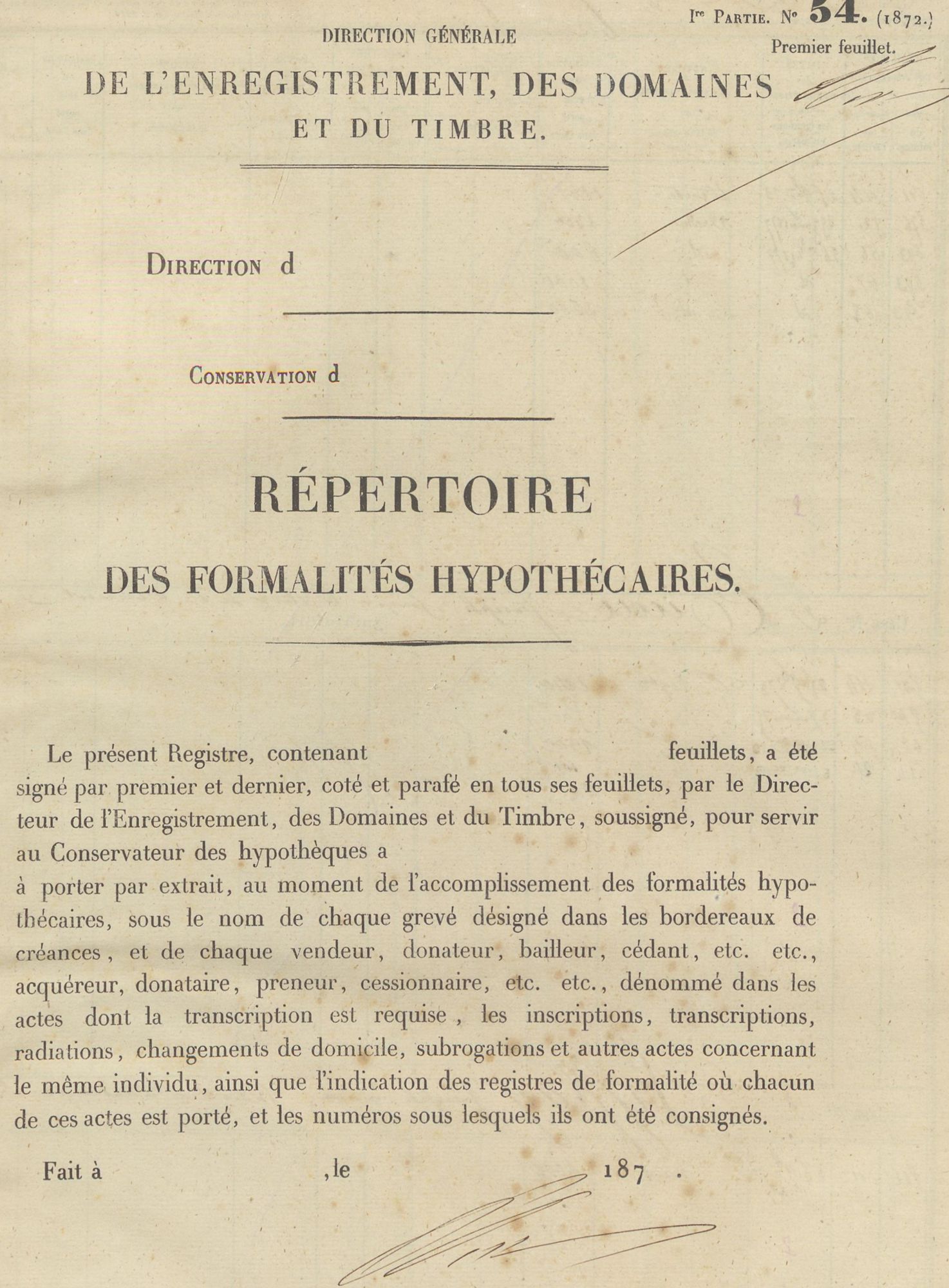 Enregistrement et hypothèques