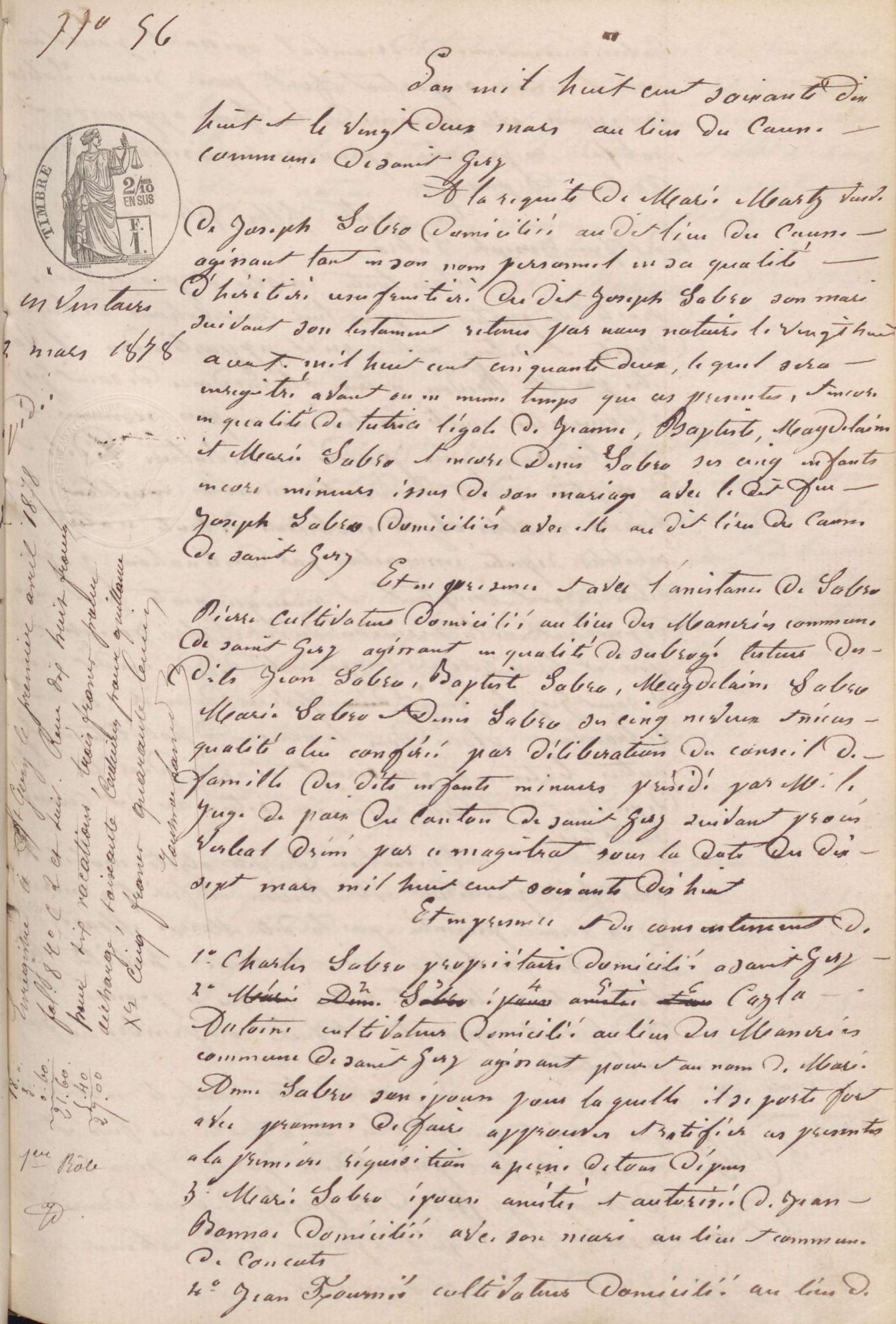 22-23 mars 1878. Inventaire après décès 